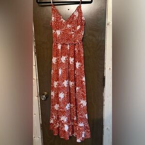 Simplee Apparel Red and White Maxi Sundress